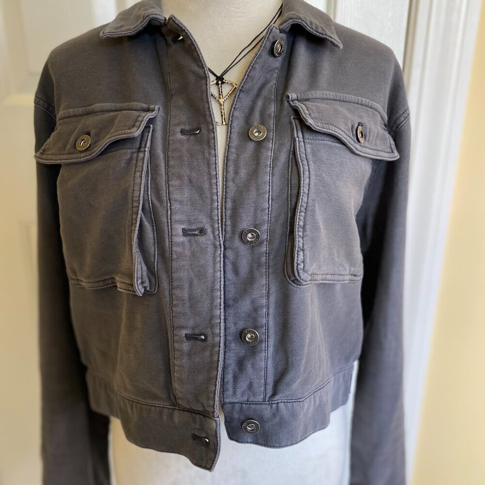 THE NORMAL BRAND, comfort terry trucker military style jacket gray sz xs - Picture 4 of 8